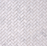 Carrara White Herringbone 1X2 Mosaic HONED HTC 1 piece
